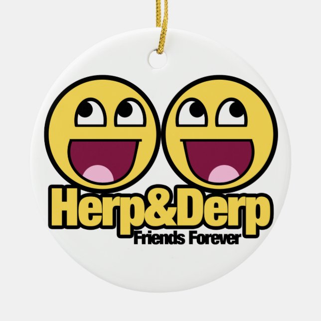 Awesome Herp and Derp Ceramic Tree Decoration (Front)