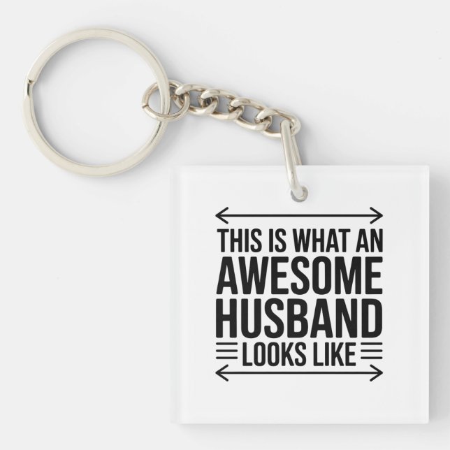 Awesome Husband Arrow Typography Key Ring (Front)