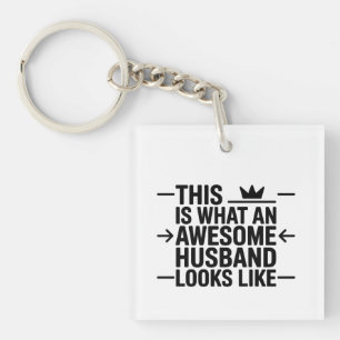 Awesome Husband Graphic Typography Key Ring