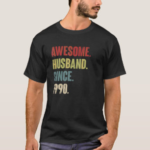 Awesome Husband Since 1990 32 Wedding Aniversary   T-Shirt