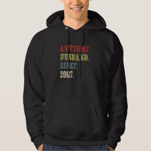 Awesome Husband Since 2007 15 Wedding Aniversary Hoodie