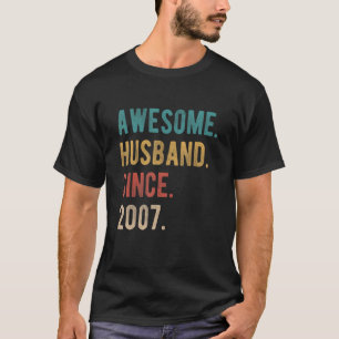Awesome Husband Since 2007 15th Wedding Aniversa T-Shirt