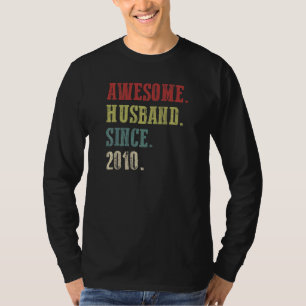 Awesome Husband Since 2010  12 Wedding Aniversary  T-Shirt