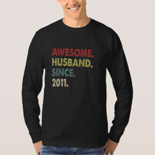 Awesome Husband Since 2011  Retro 11 Wedding Anive T-Shirt