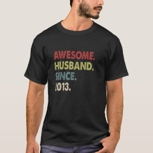 Awesome Husband Since 2013 Retro 9 Wedding Aniver T-Shirt