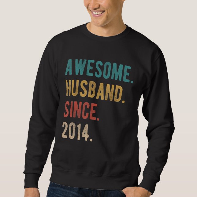 Awesome Husband Since 2014  8th Wedding Aniversary Sweatshirt (Front)