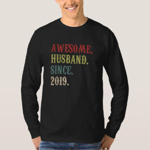 Awesome Husband Since 2019 Retro 3 Wedding Anivers T-Shirt
