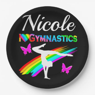 AWESOME I LOVE GYMNASTICS DARK DESIGN PAPER PLATE