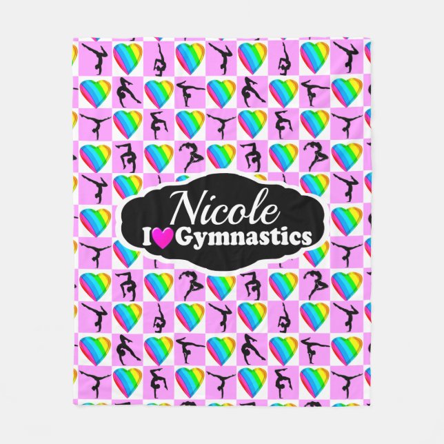 AWESOME I LOVE GYMNASTICS DESIGN FLEECE BLANKET (Front)