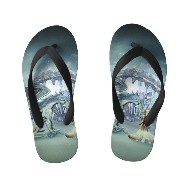 Awesome ice dragon kid's jandals (Footbed)