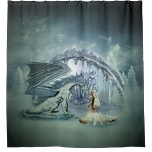 Awesome ice dragon shower curtain