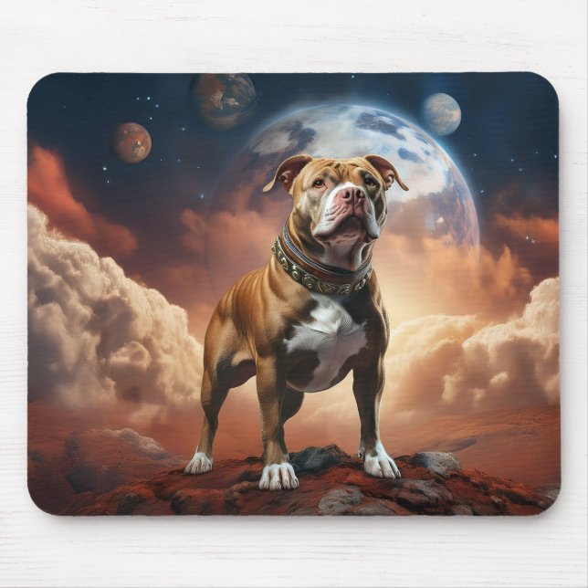 Awesome image of a Pitbull dog on Mars! Mouse Pad (Front)