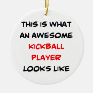 awesome kickball player ceramic tree decoration