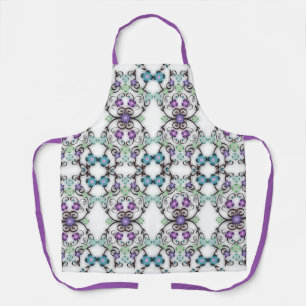 Awesome Lacy Look of Blue Violet Flowers  Apron