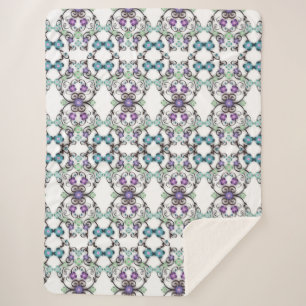 Awesome Lacy Look of Blue Violet Flowers Sherpa Blanket