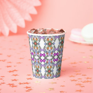 Awesome Lacy Look of Flowers Pink Paper Cups