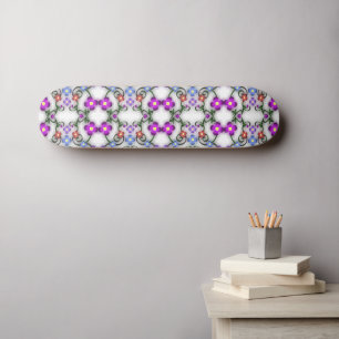 Awesome Lacy Look of Flowers Pink Skateboard