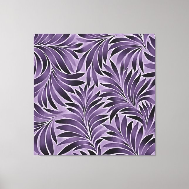 Awesome Leaves Pattern In Lilac and Grey Canvas Print (Front)