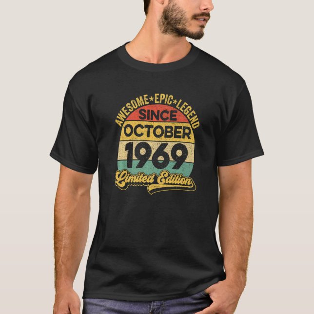 Awesome Legend Since October 1969 53 Years Old 53r T-Shirt (Front)