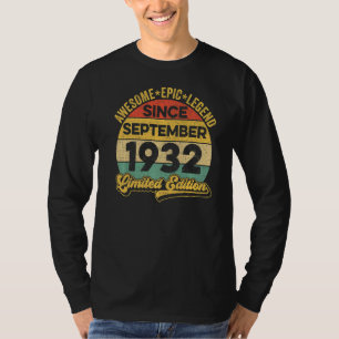 Awesome Legend Since September 1932 90th Birthday T-Shirt