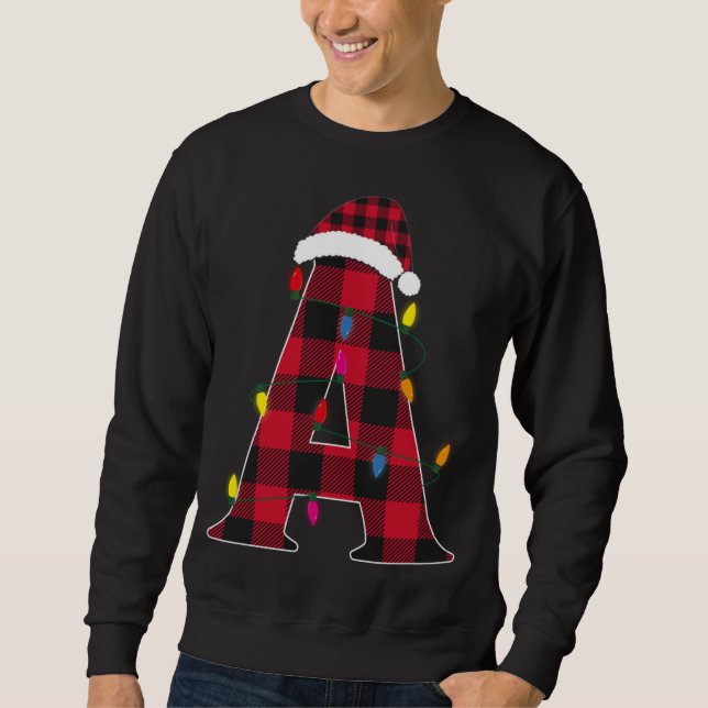 Awesome Letter A Initial Name Buffalo Plaid Christ Sweatshirt (Front)