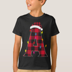 Awesome Letter A Initial Name Buffalo Plaid Christ T-Shirt