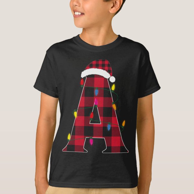Awesome Letter A Initial Name Buffalo Plaid Christ T-Shirt (Front)