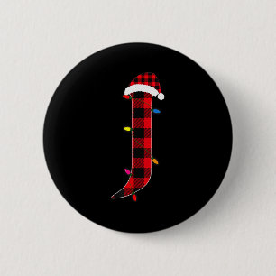 Awesome Letter J Initial Name Buffalo Plaid Christ 6 Cm Round Badge