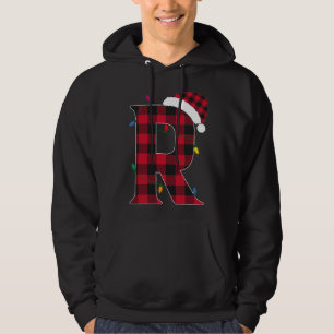 Awesome Letter R Initial Name Buffalo Plaid Christ Hoodie
