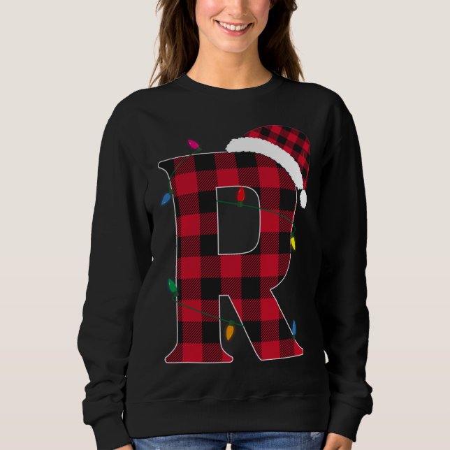 Awesome Letter R Initial Name Buffalo Plaid Christ Sweatshirt (Front)