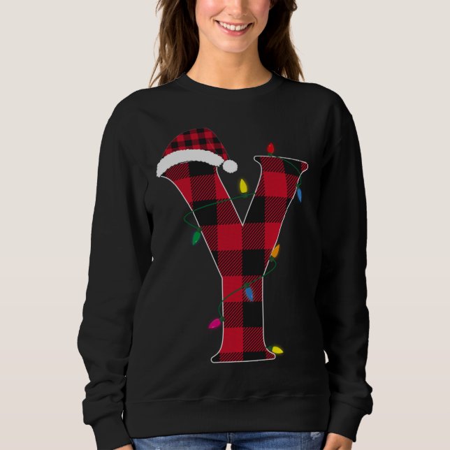 Awesome Letter Y Initial Name Buffalo Plaid Christ Sweatshirt (Front)