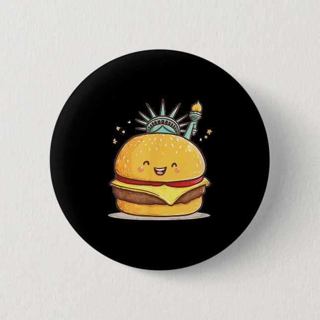 Awesome Liberty Statue Burger Costume For Boys And 6 Cm Round Badge (Front)