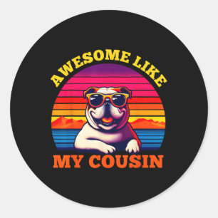 Awesome Like My Cousin Bulldog Retro Family Member Classic Round Sticker