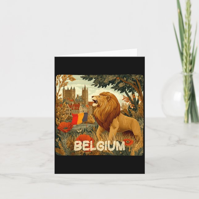 Awesome Lion In Belgium Colors Costume  Card (Front)