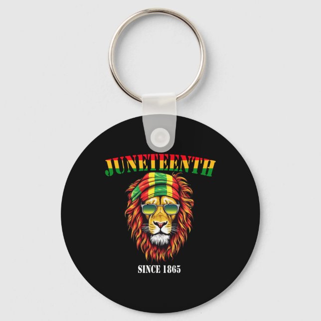 Awesome Lion Juneteenth Cool Black History June 19 Key Ring (Front)