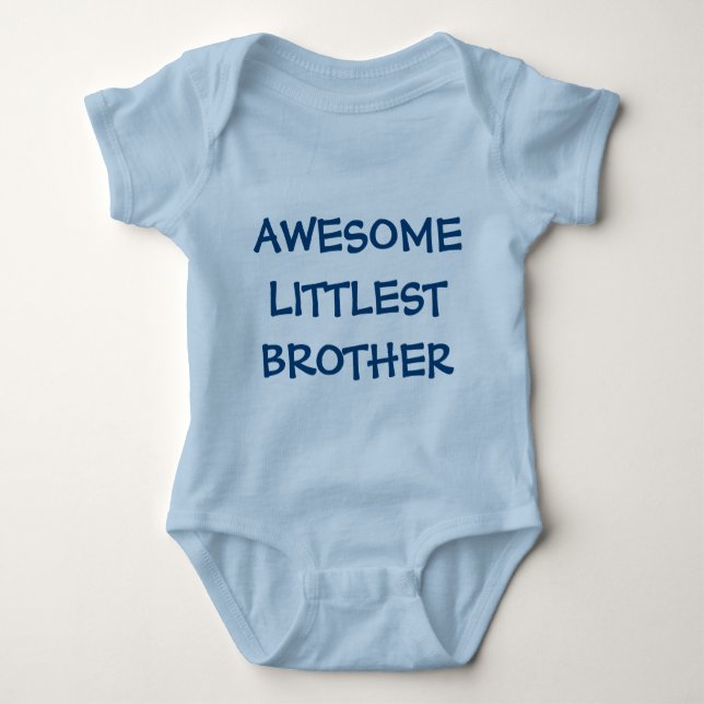 AWESOME LITTLEST BROTHER Blue Baby Outfit Bodysuit (Front)