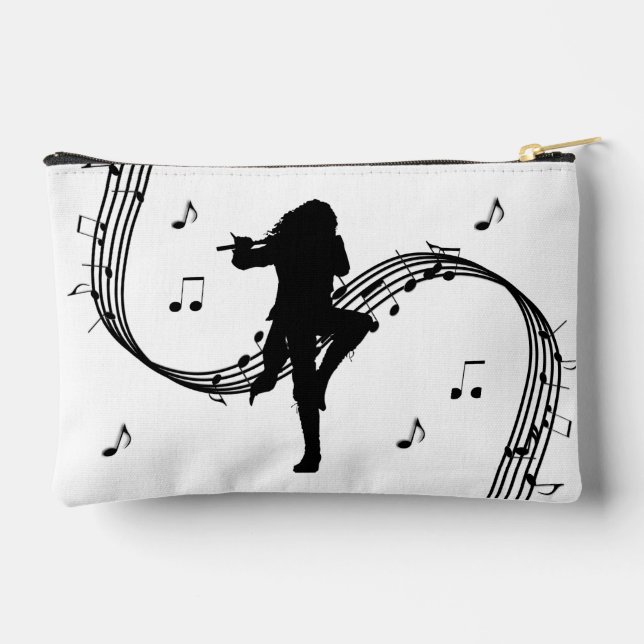 Awesome Lone Flute Player Music  Accessory Pouch (Back)