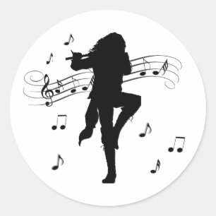 Awesome Lone Flute Player Music  Classic Round Sticker