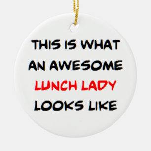 awesome lunch lady ceramic tree decoration