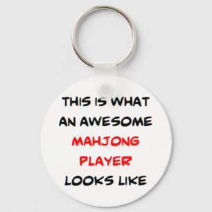 awesome mahjong player key ring