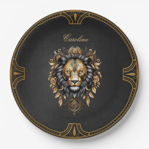 Awesome majestic lion paper plate