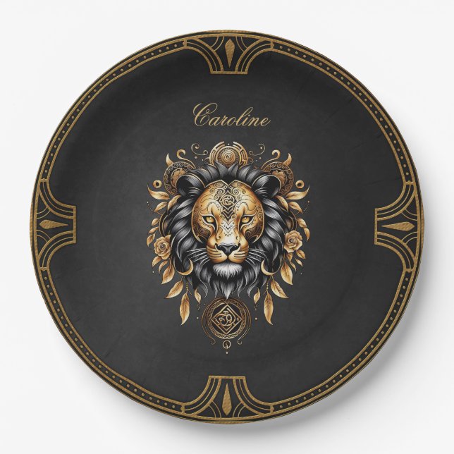 Awesome majestic lion paper plate (Front)