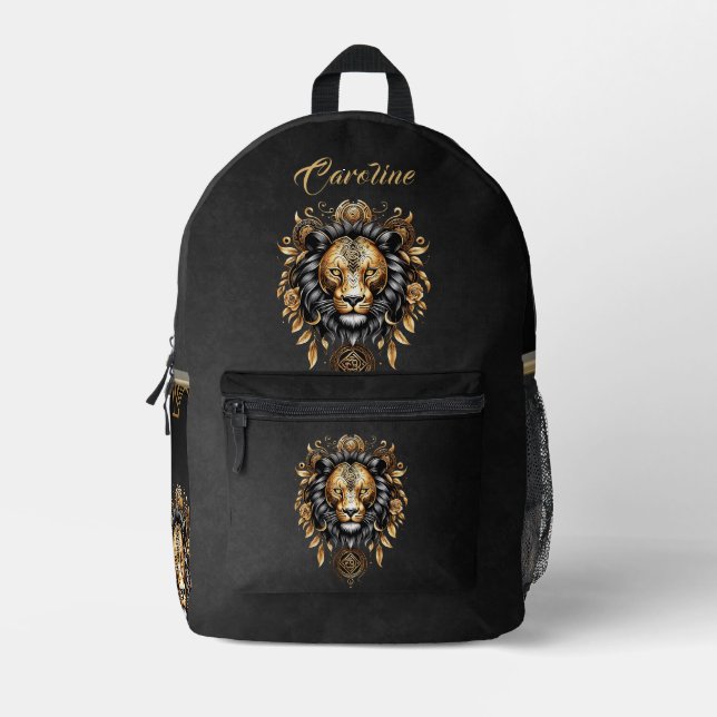 Awesome majestic lion printed backpack (Front)