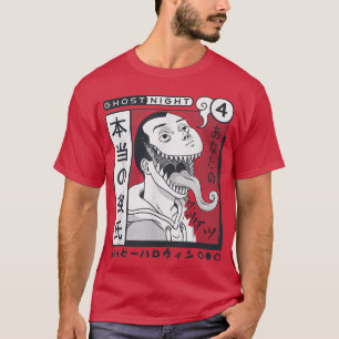 Awesome Manga Style Ghost with Kanji Ghost Night T-Shirt