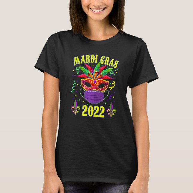 Awesome Mardi Gras Mask And Face Mask Funny Fat Tu T-Shirt (Front)