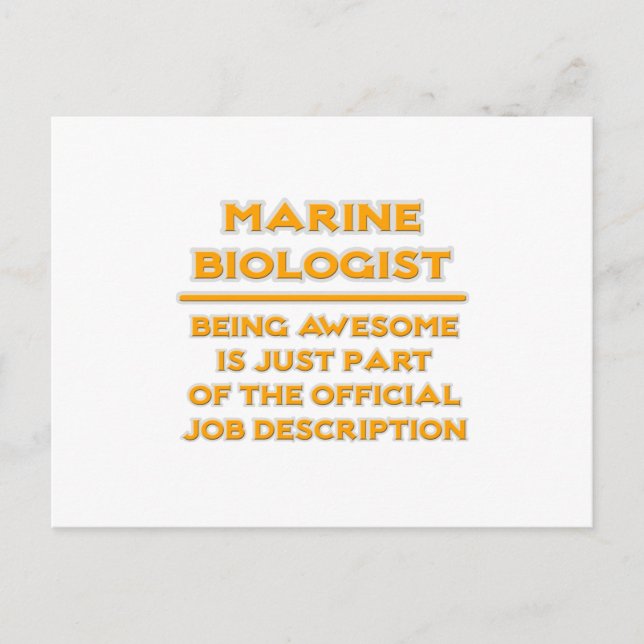 Awesome Marine Biologist .. Job Description Postcard (Front)