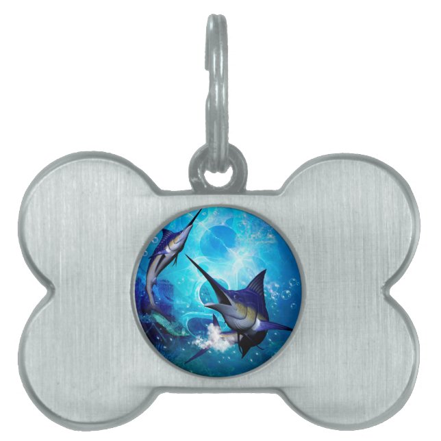 Awesome marlin with bubbles pet tag (Front)