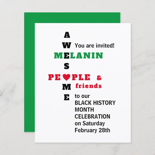 AWESOME MELANIN Black History Month Invitation (Front/Back)