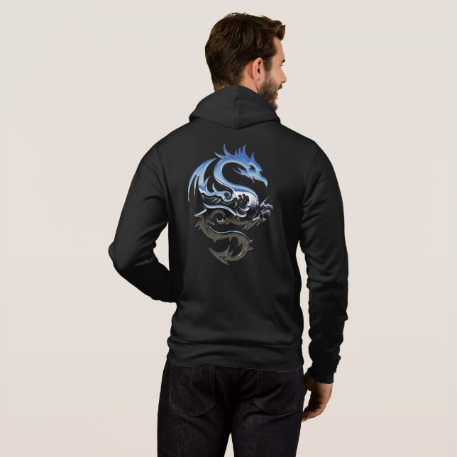 Awesome Men's Full-Zip Hoodie In Dragon Design (Back Full)
