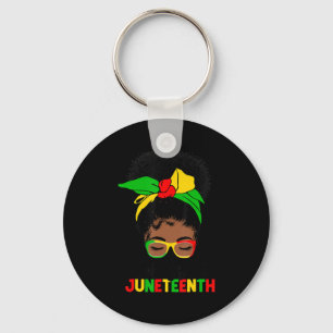 Awesome Messy Bun Juneteenth Celebrate 1865 June 1 Key Ring